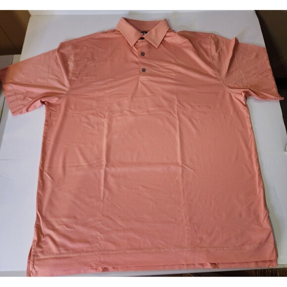FootJoy Golf Polo Shirt Mens 2XL Orange Feeder Stripes Lisle Moisture Wicking - Picture 1 of 10